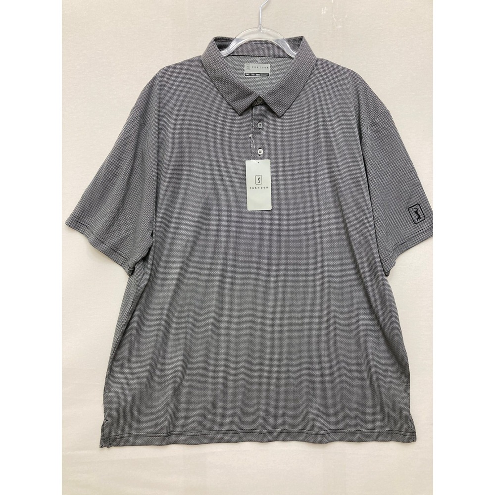 New PGA Tour Golf Polo Shirt Mens XXL Gray Textured Short Sleeve Active